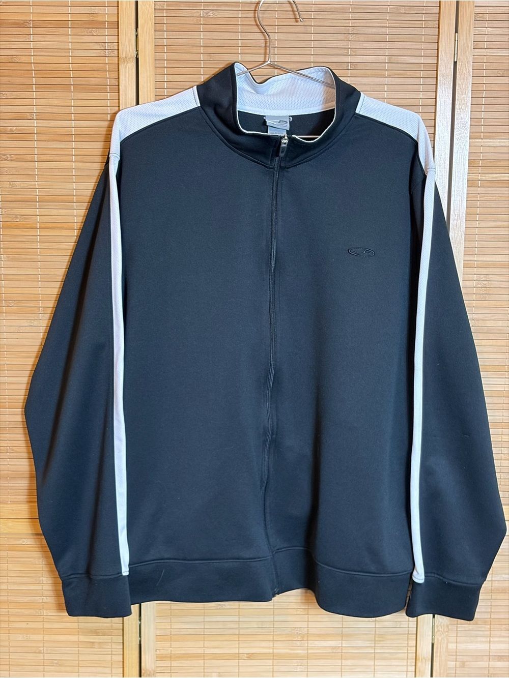 Champion Black Zip-Up Track Jacket with White Stripe XL Athletic